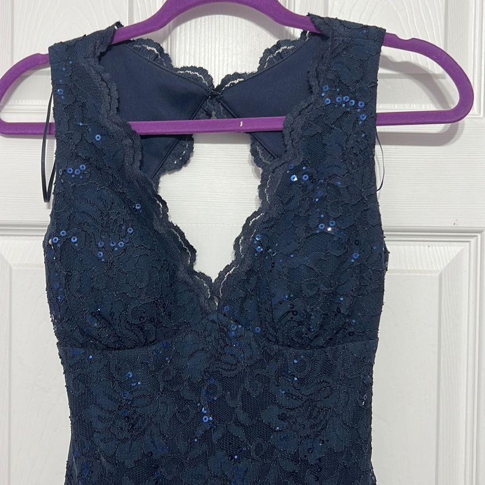 Navy Blue Mermaid Formal Dress - Sz 4